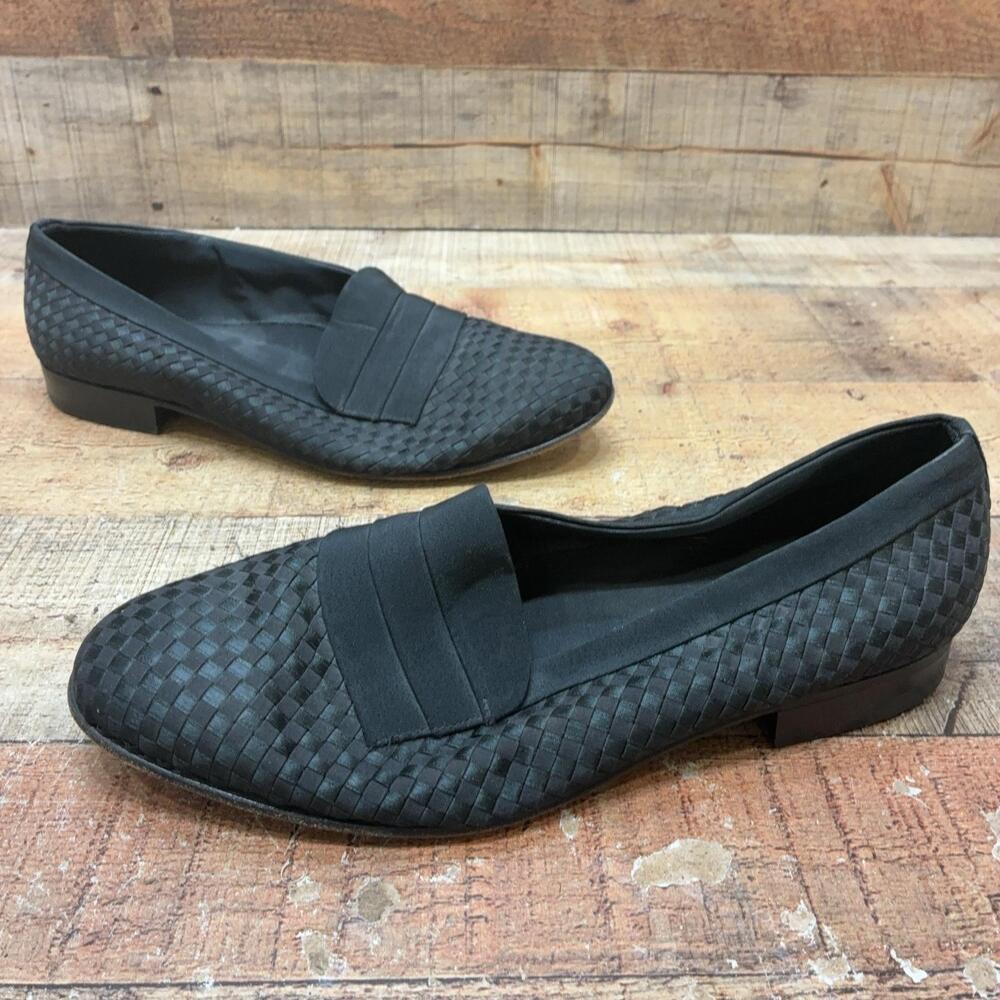 Bally Loafers men’s VTG Size 9.5 W Black Woven Geometric loafers slip on Italy